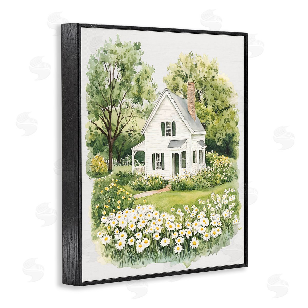 Lettered and Lined Quaint Countryside Cottage Garden Black Framed Giclee Print Wall Art