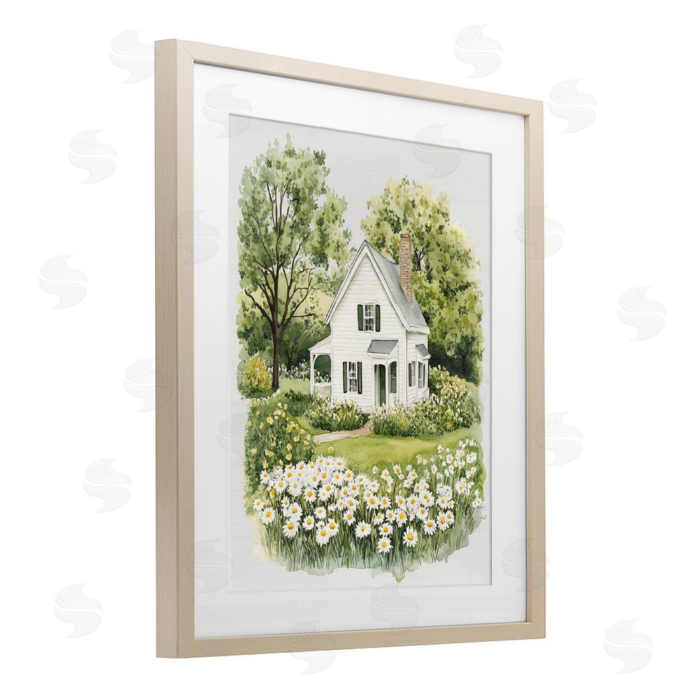 Lettered and Lined Quaint Countryside Cottage Garden Brown Framed Print Under Glass Wall Art