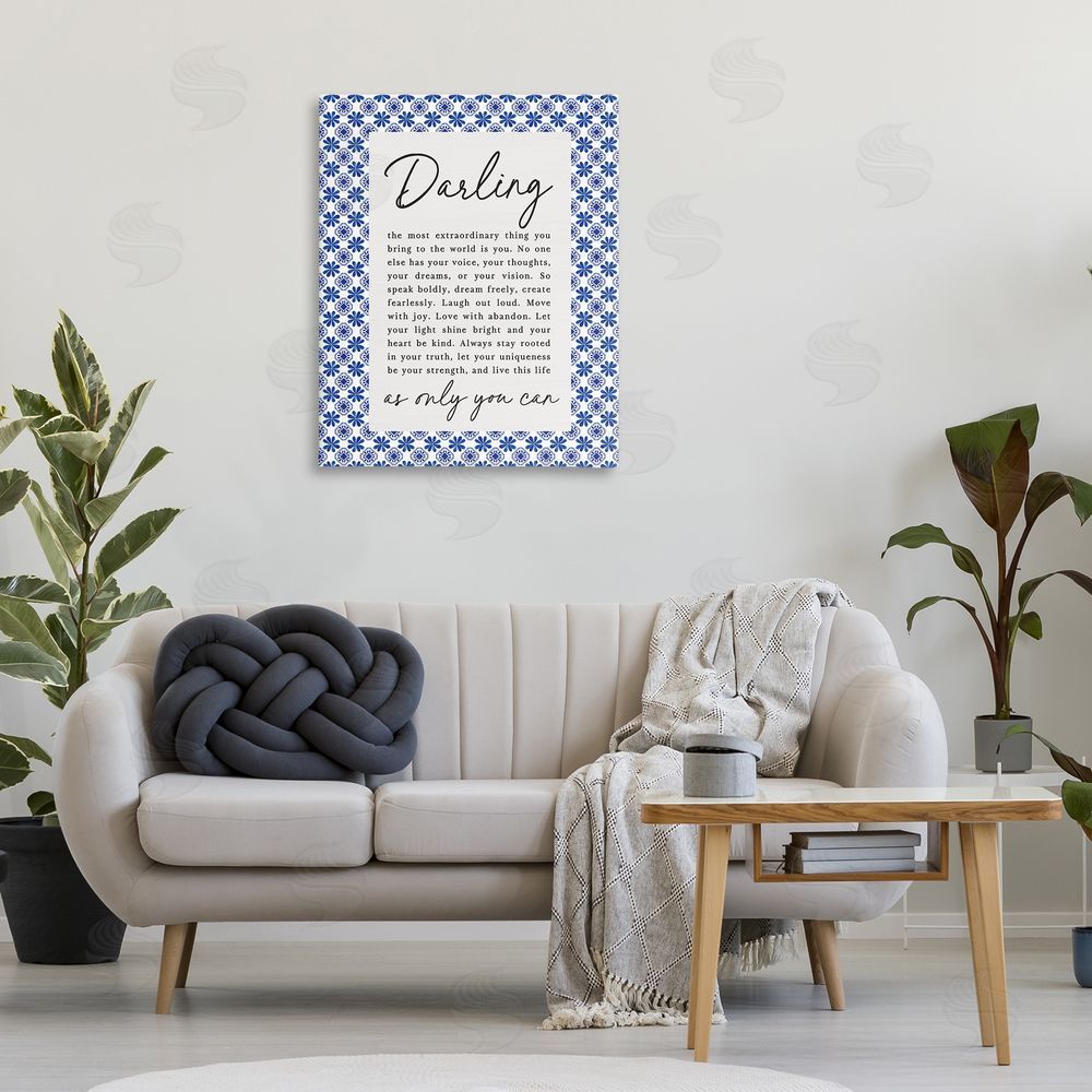 Lettered and Lined Darling Only You Can Inspiring Stretched Canvas Wall Art Print in Room