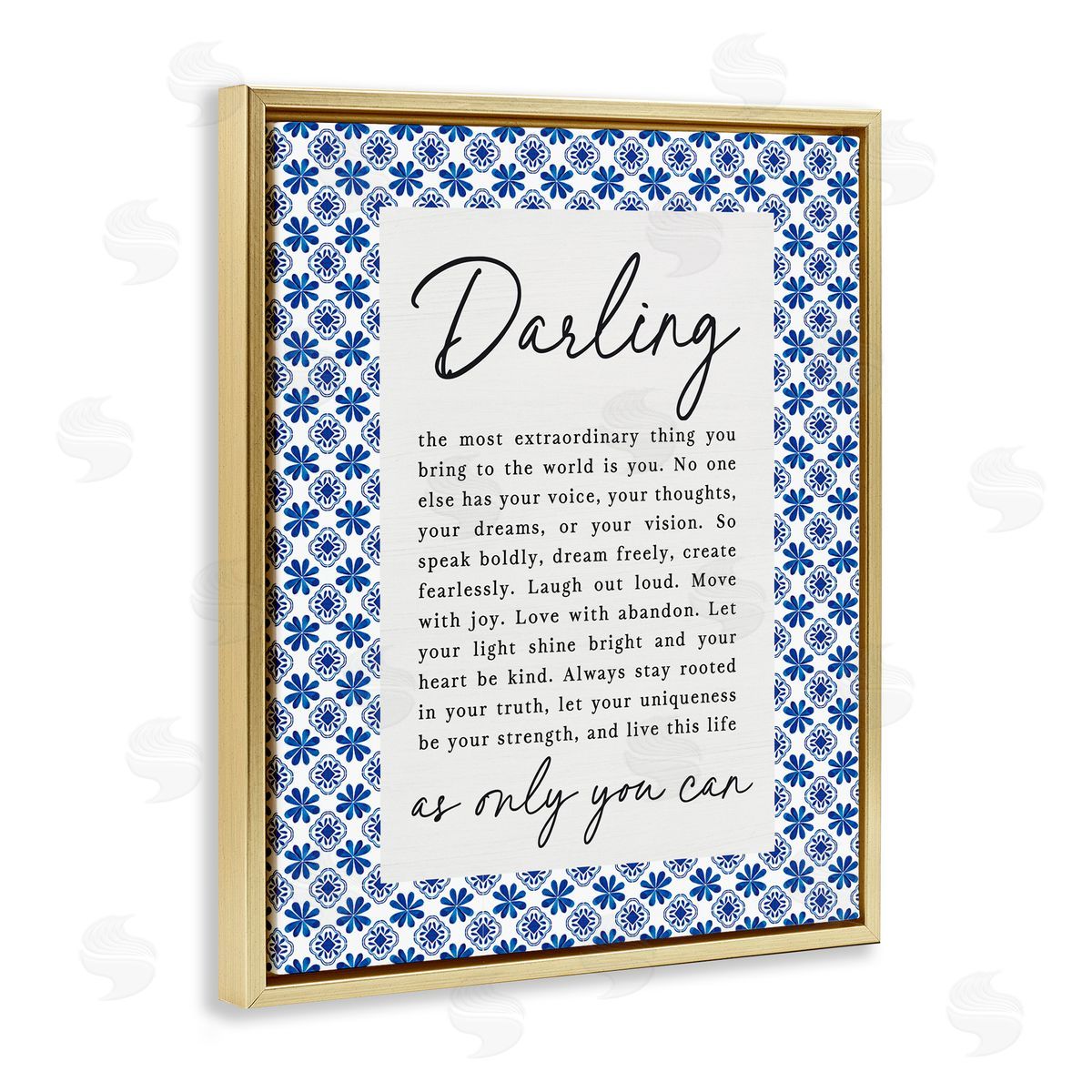 Lettered and Lined Darling Only You Can Inspiring Gold Floating Frame Canvas Wall Art Print