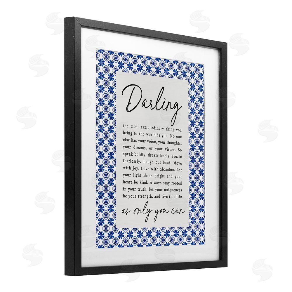 Lettered and Lined Darling Only You Can Inspiring Black Framed Print Under Glass Wall Art