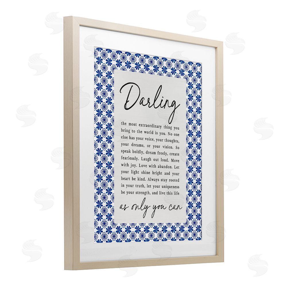 Lettered and Lined Darling Only You Can Inspiring Brown Framed Print Under Glass Wall Art
