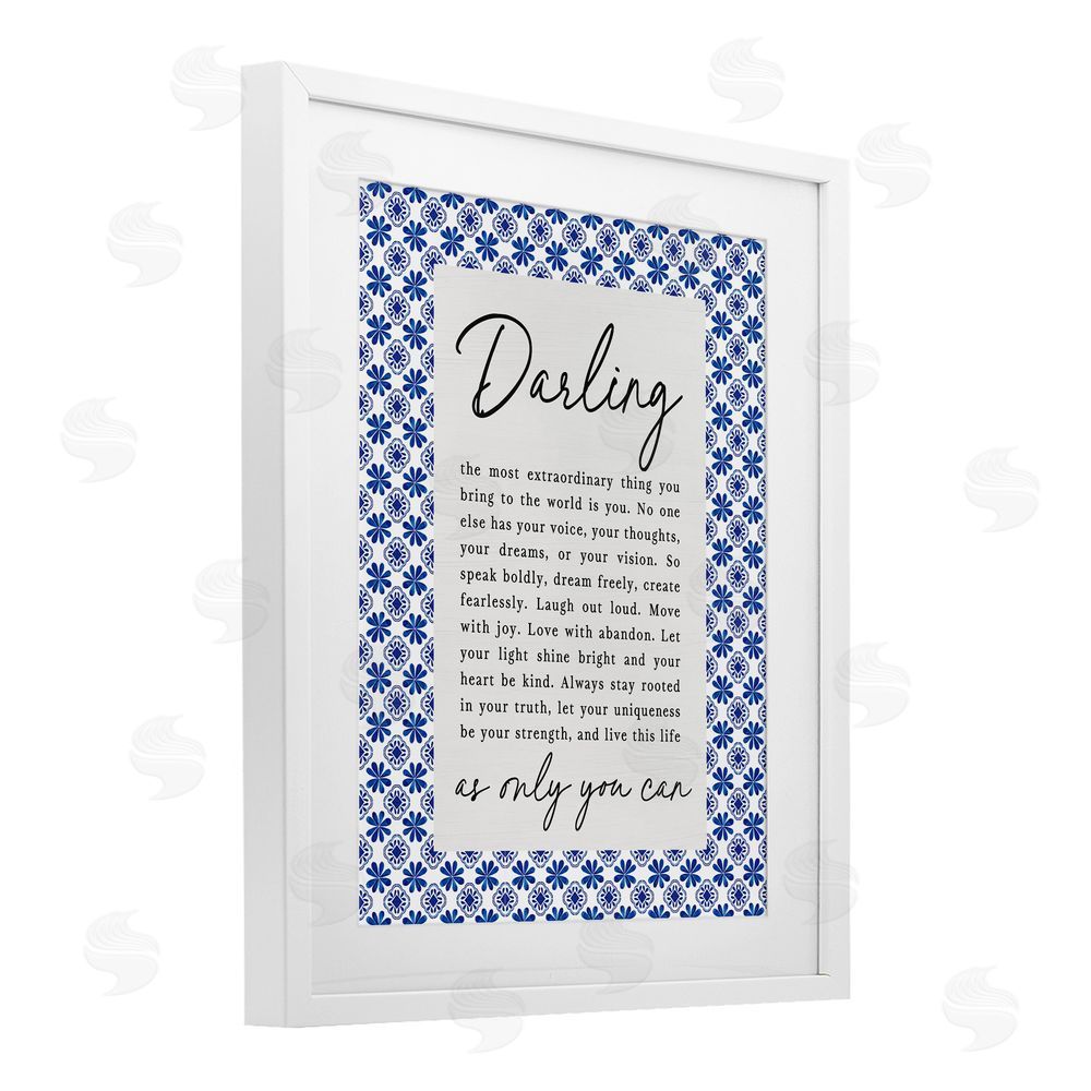 Lettered and Lined Darling Only You Can Inspiring White Framed Print Under Glass Wall Art