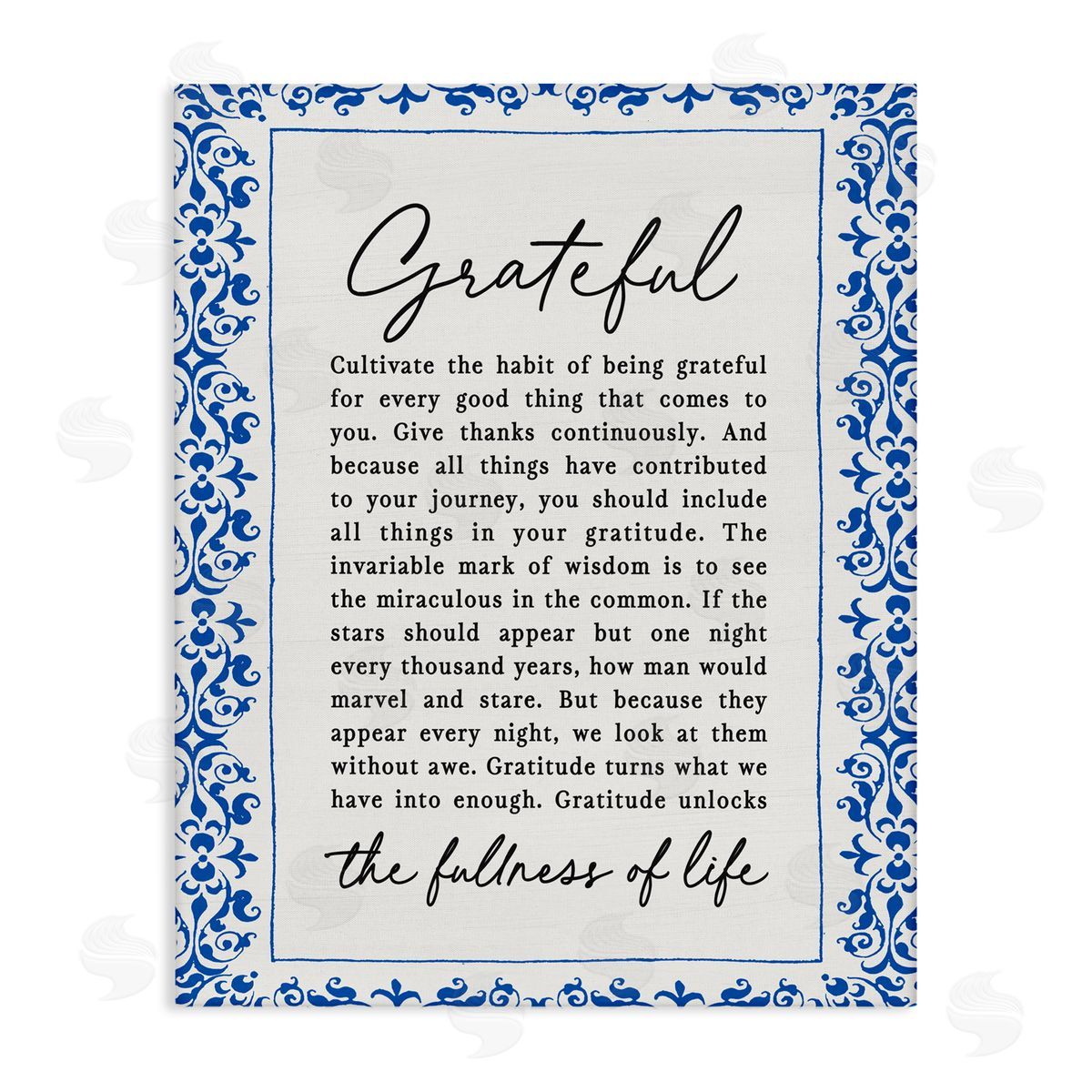 Lettered and Lined Gratitude Unlocks Fullness Of Life Stretched Canvas Wall Art Print