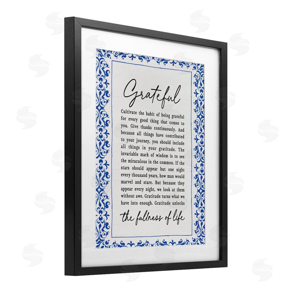Lettered and Lined Gratitude Unlocks Fullness Of Life Black Framed Print Under Glass Wall Art