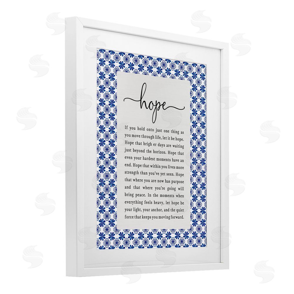 Lettered and Lined Hope For Brighter Days White Framed Print Under Glass Wall Art