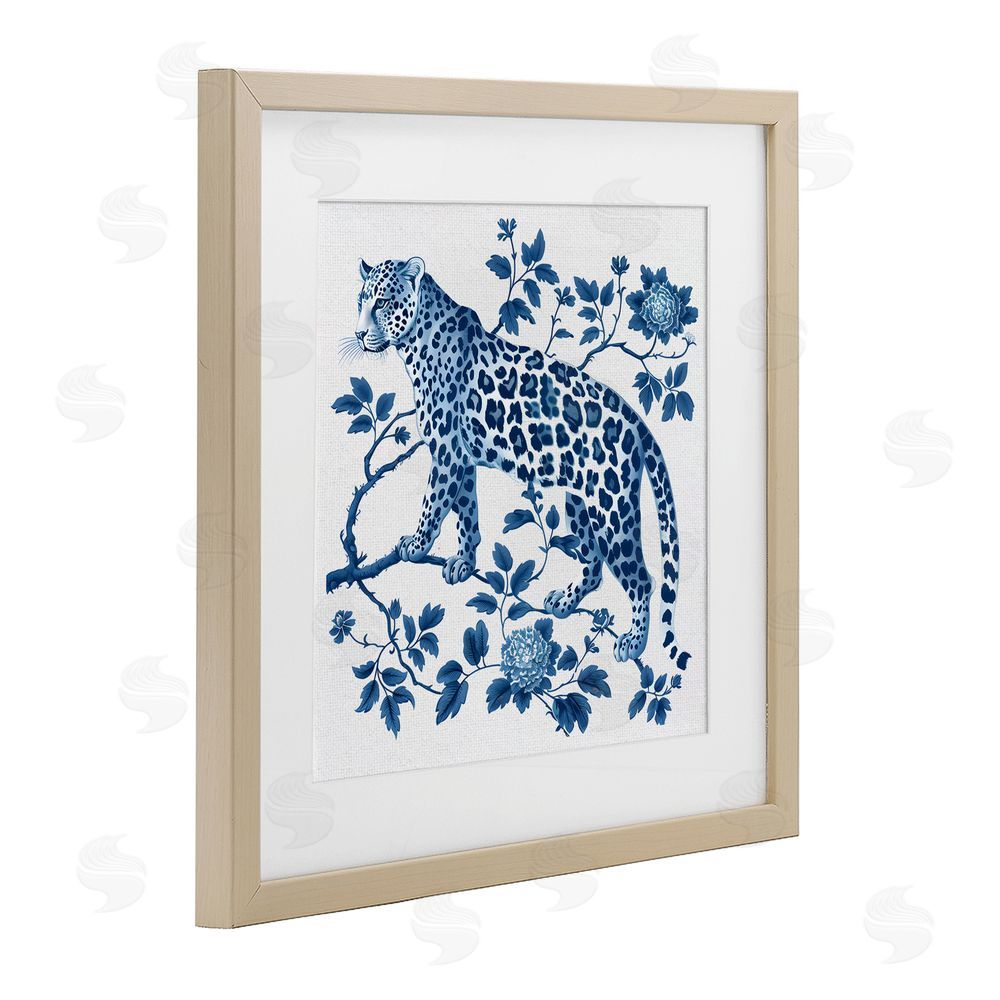 Lettered and Lined Traditional Ornate Floral Leopard Brown Framed Print Under Glass Wall Art