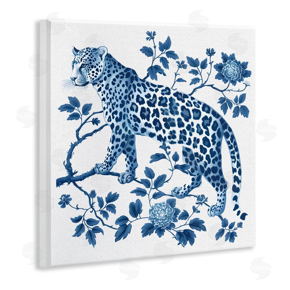 Lettered and Lined Traditional Ornate Floral Leopard Wooden Wall Plaque Art Print