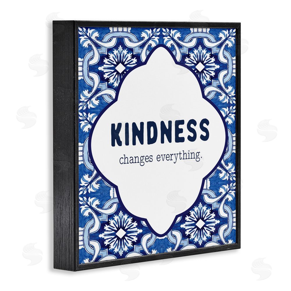 Lettered and Lined Patterned Kindness Changes Everything Black Framed Giclee Print Wall Art