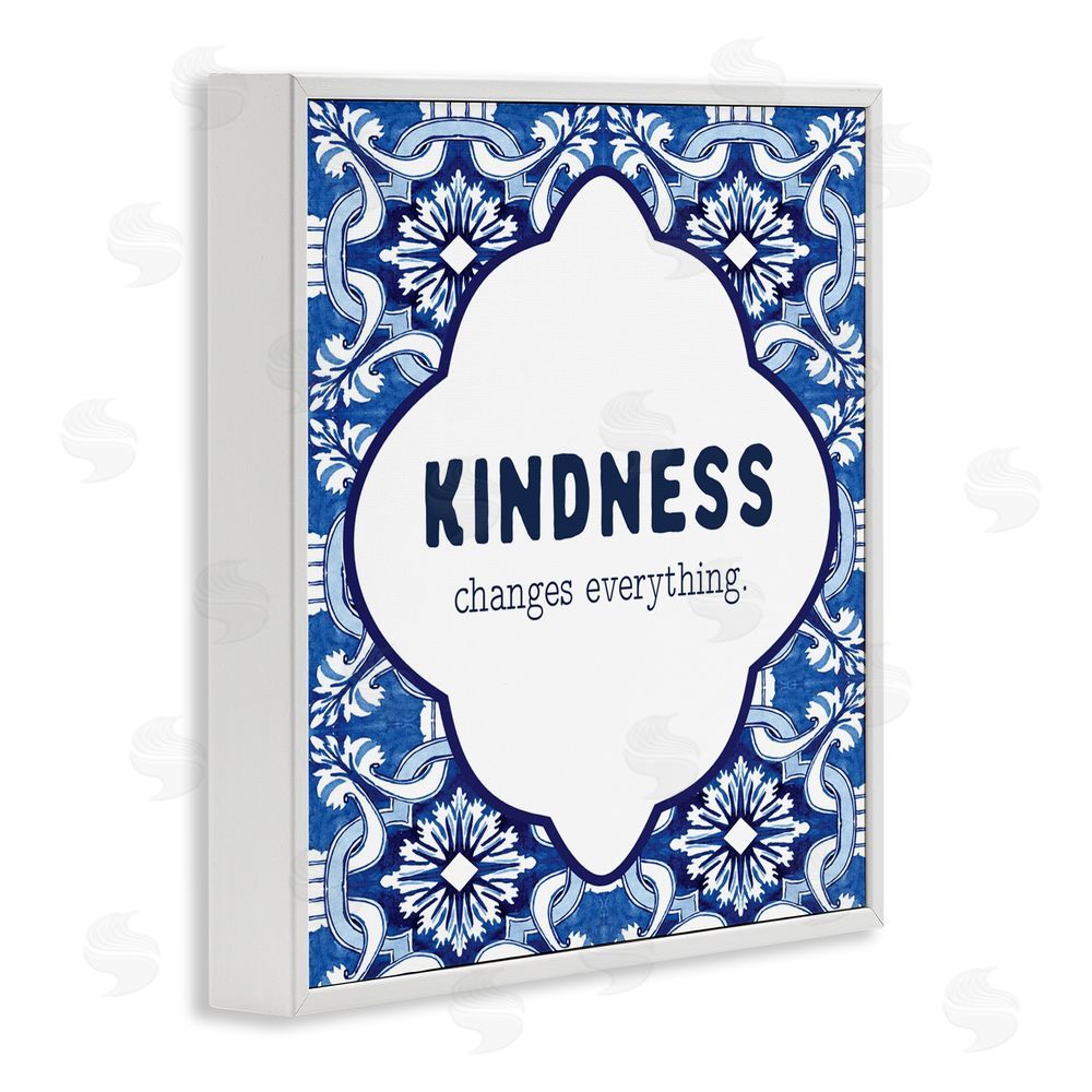 Lettered and Lined Patterned Kindness Changes Everything White Framed Giclee Print Wall Art
