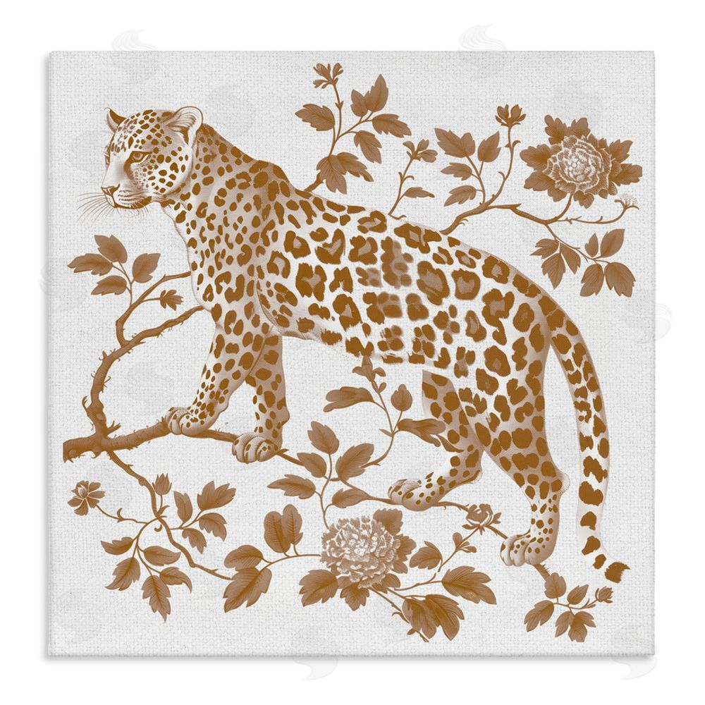 Lettered and Lined Earthy Details Vintage Leopard Stretched Canvas Wall Art Print