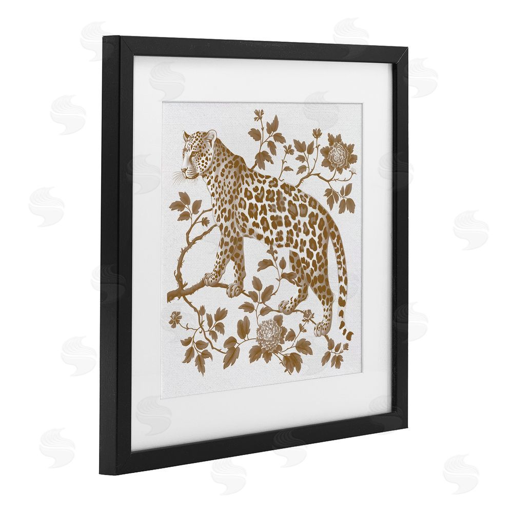 Lettered and Lined Earthy Details Vintage Leopard Black Framed Print Under Glass Wall Art
