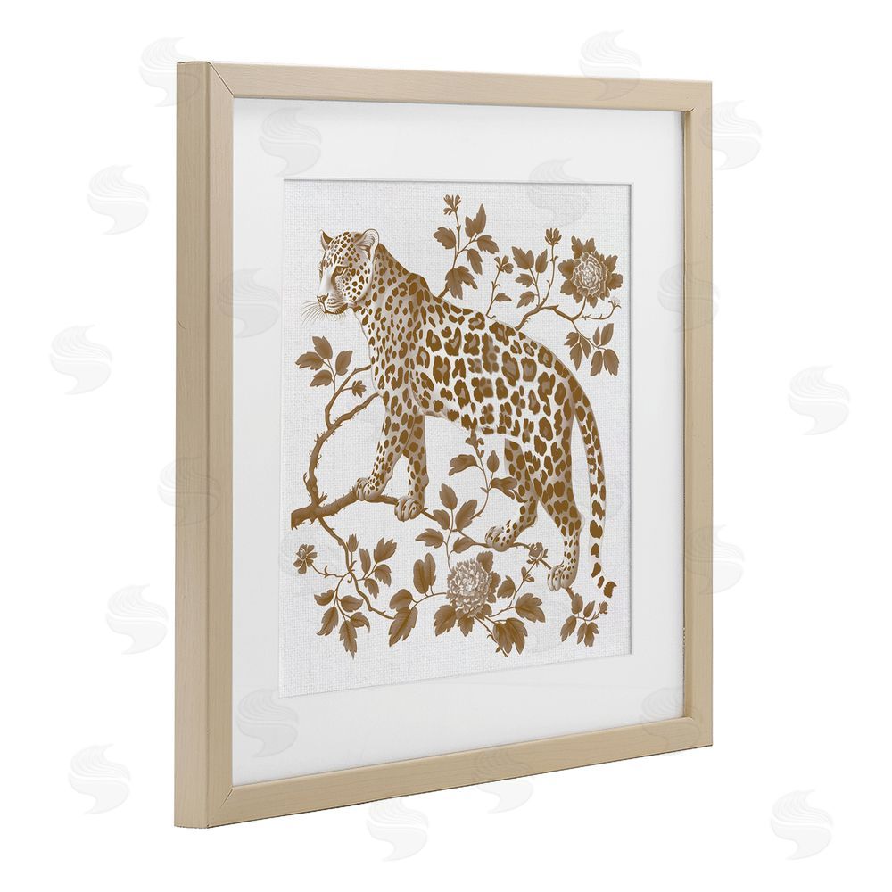 Lettered and Lined Earthy Details Vintage Leopard Brown Framed Print Under Glass Wall Art