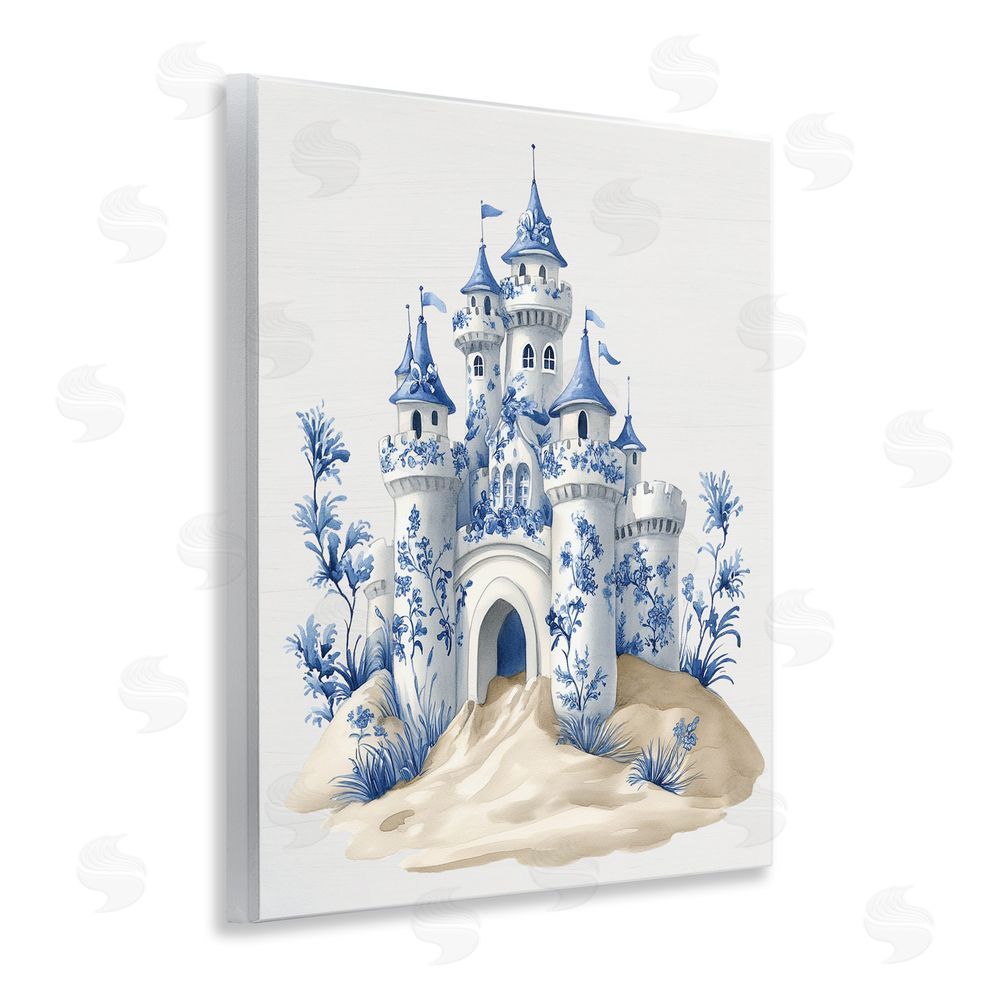 Lettered and Lined Funky Toile Castle Wooden Wall Plaque Art Print