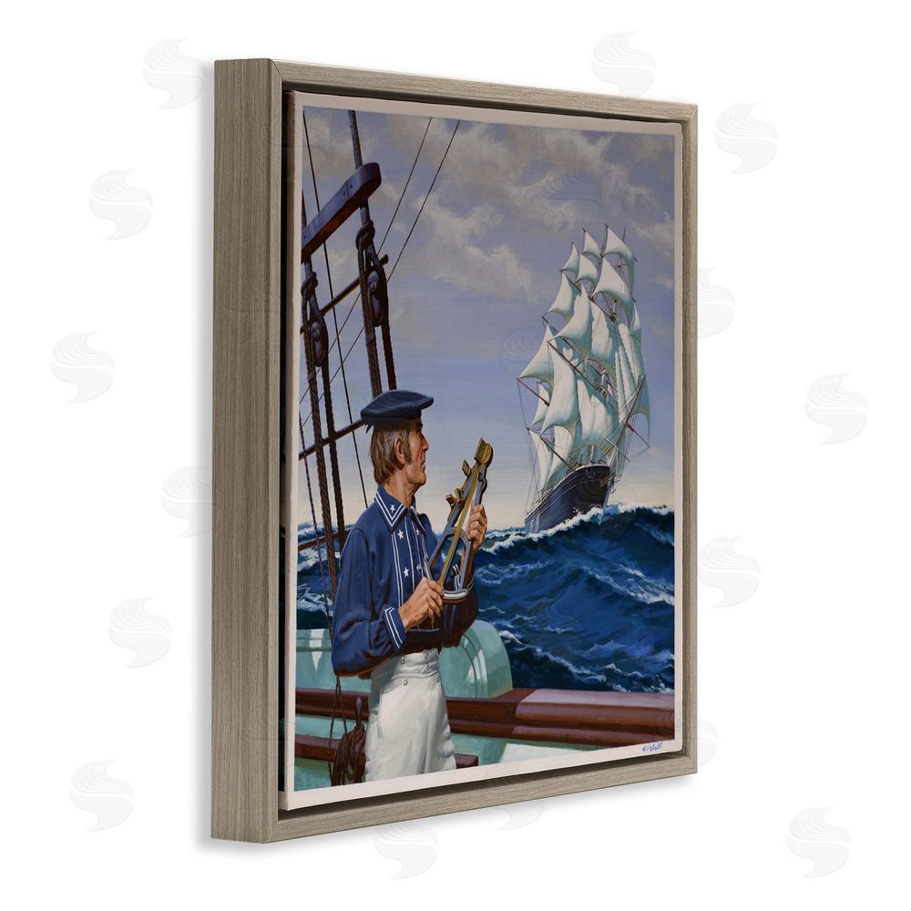 Wind River Studios Flying Cloud Sailing Ship Brown Floating Frame Canvas Wall Art Print