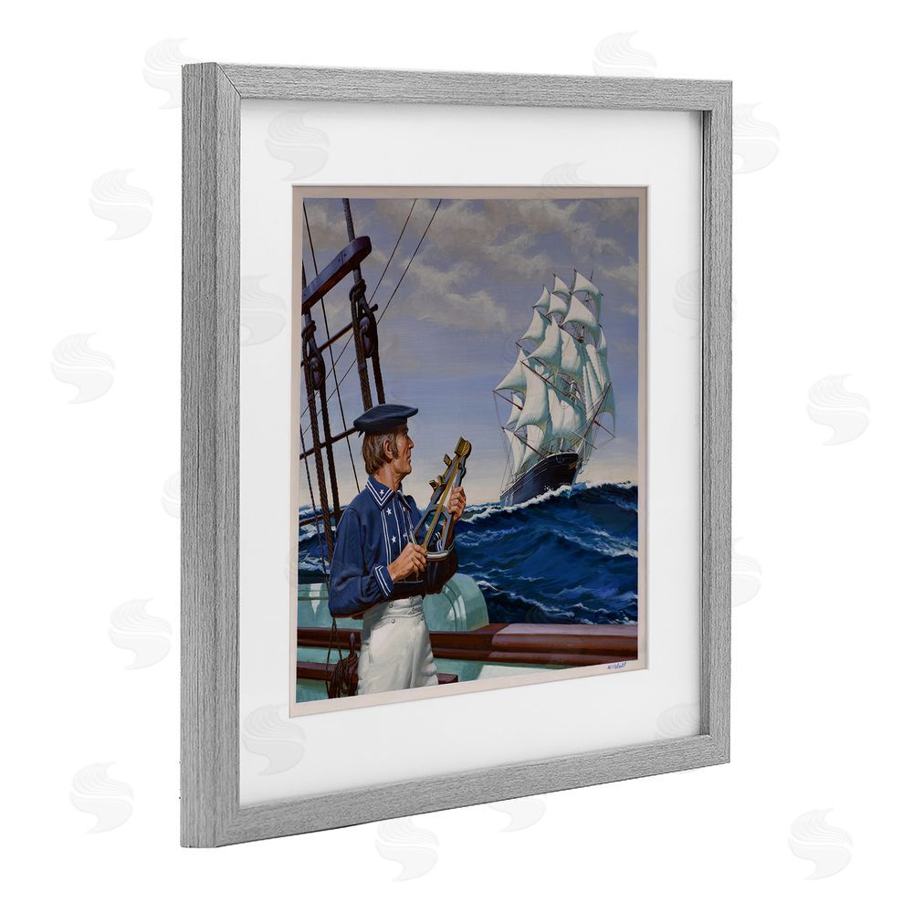 Wind River Studios Flying Cloud Sailing Ship Gray Framed Print Under Glass Wall Art