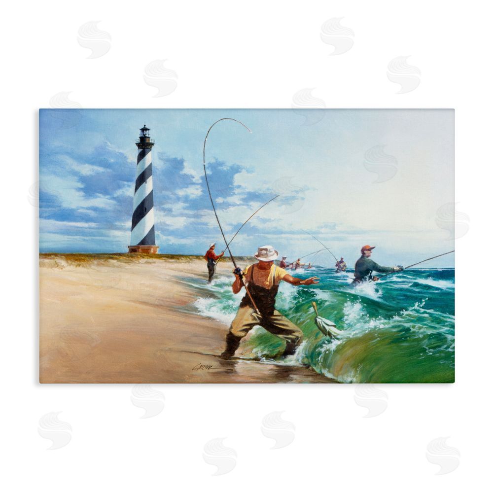 Wind River Studios Cape Hatteras Fishermen Stretched Canvas Wall Art Print