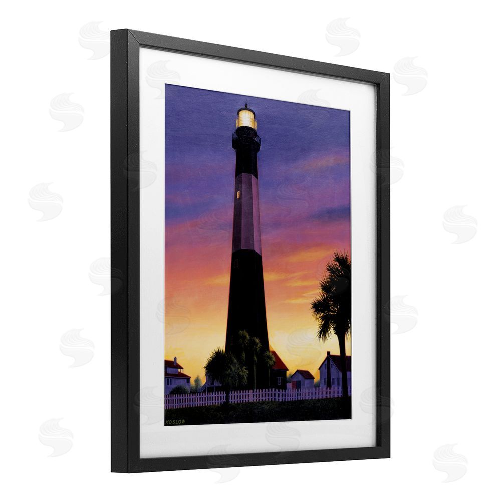 Wind River Studios Georgia Tybee Island Lighthouse Black Framed Print Under Glass Wall Art