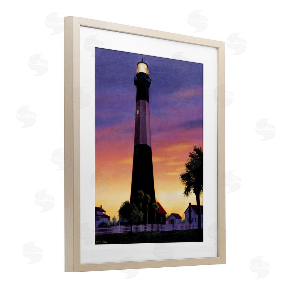 Wind River Studios Georgia Tybee Island Lighthouse Brown Framed Print Under Glass Wall Art