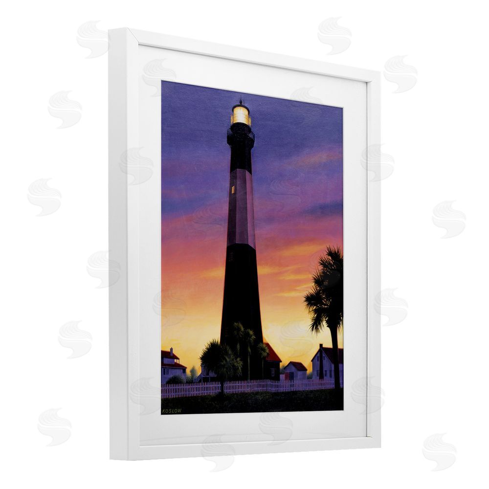 Wind River Studios Georgia Tybee Island Lighthouse White Framed Print Under Glass Wall Art