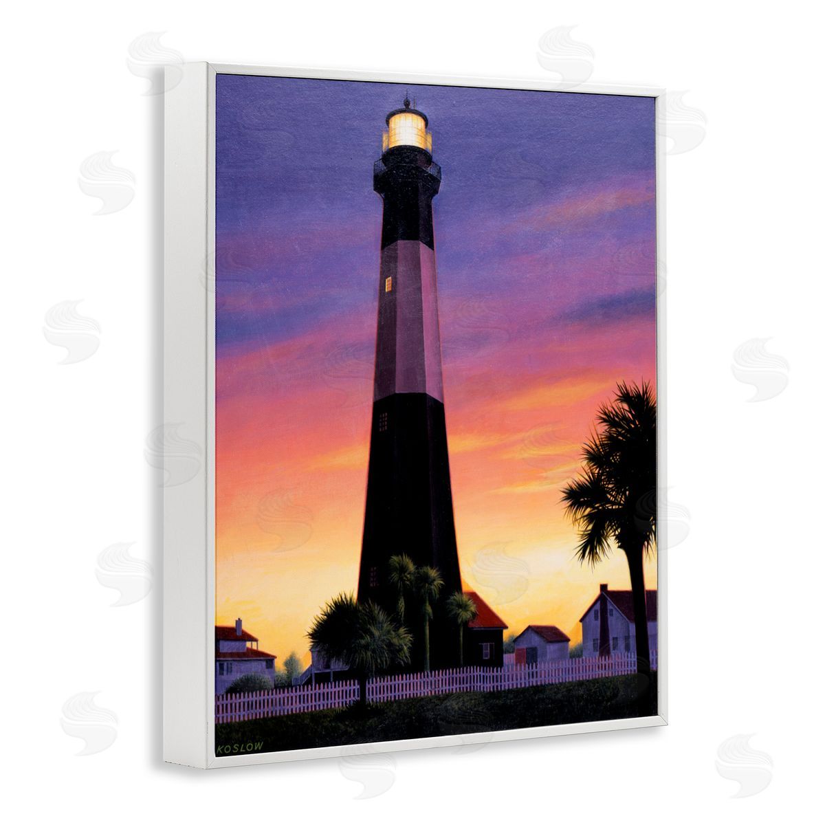 Wind River Studios Georgia Tybee Island Lighthouse White Framed Giclee Print Wall Art