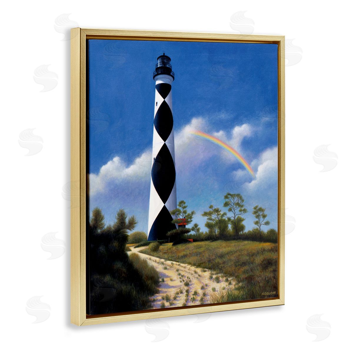 Wind River Studios North Carolina Cape Lookout Gold Floating Frame Canvas Wall Art Print
