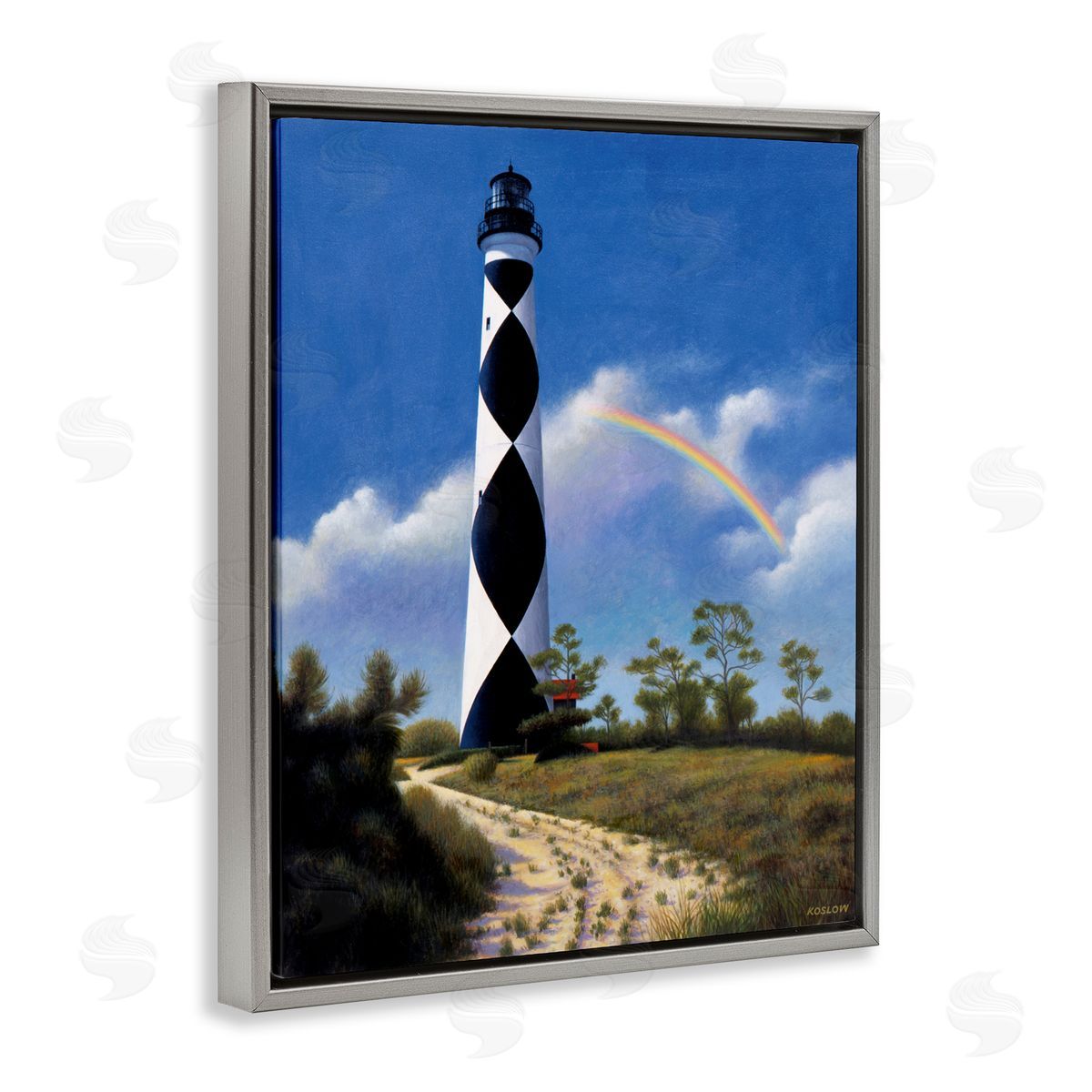 Wind River Studios North Carolina Cape Lookout Gray Floating Frame Canvas Wall Art Print