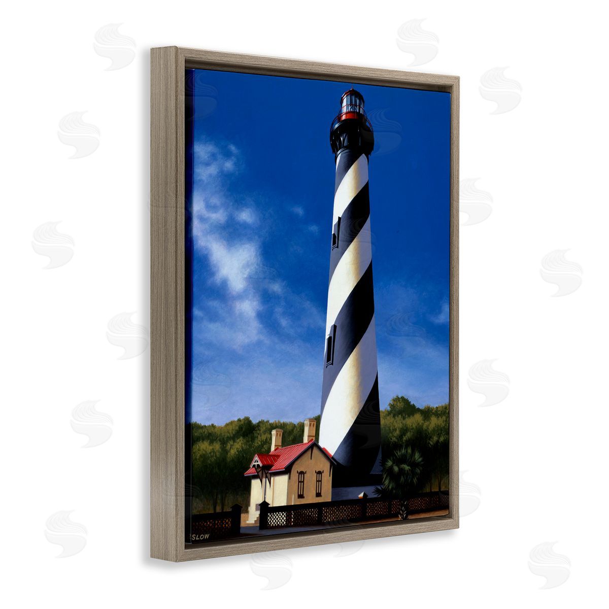 Wind River Studios St. Augustine Lighthouse Brown Floating Frame Canvas Wall Art Print