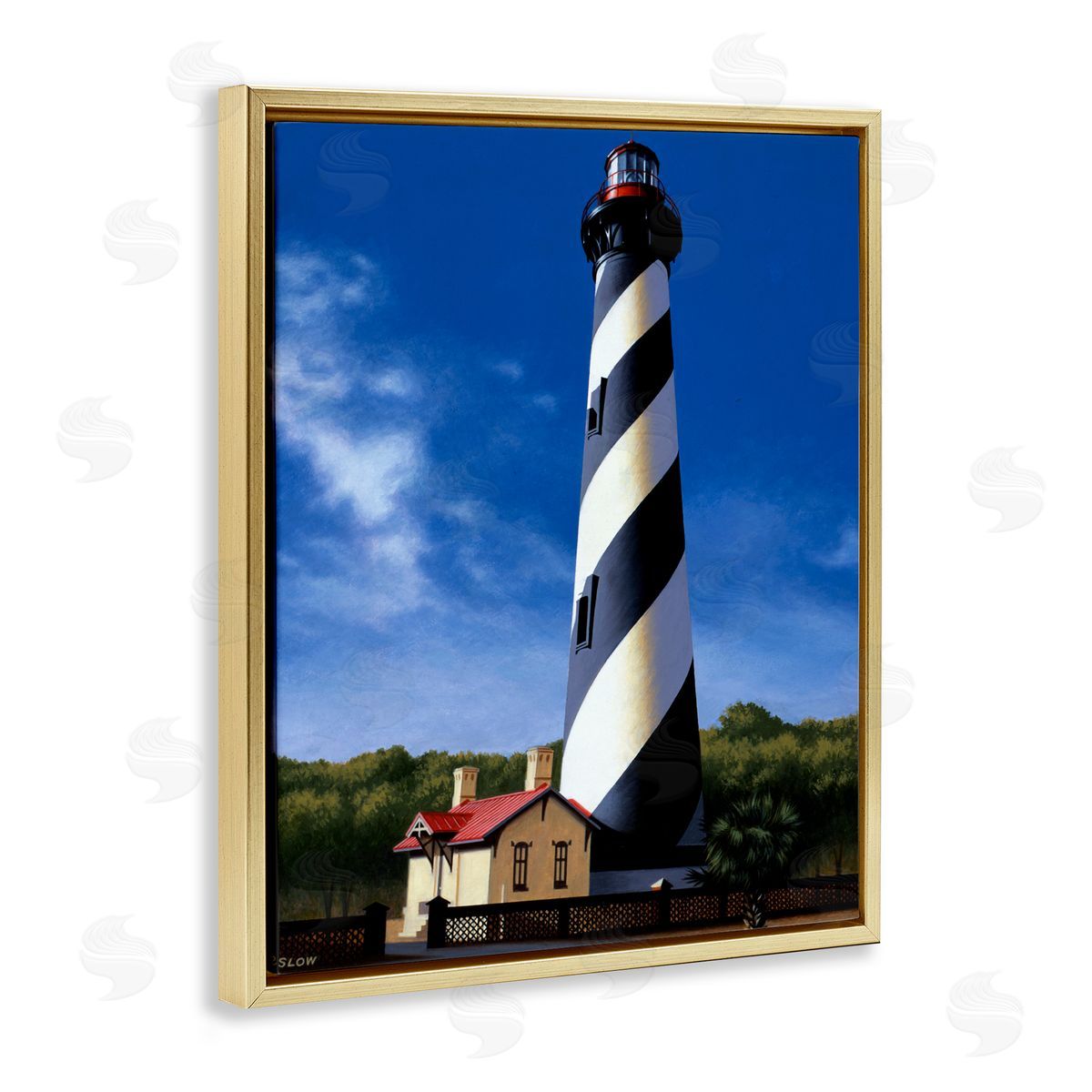 Wind River Studios St. Augustine Lighthouse Gold Floating Frame Canvas Wall Art Print