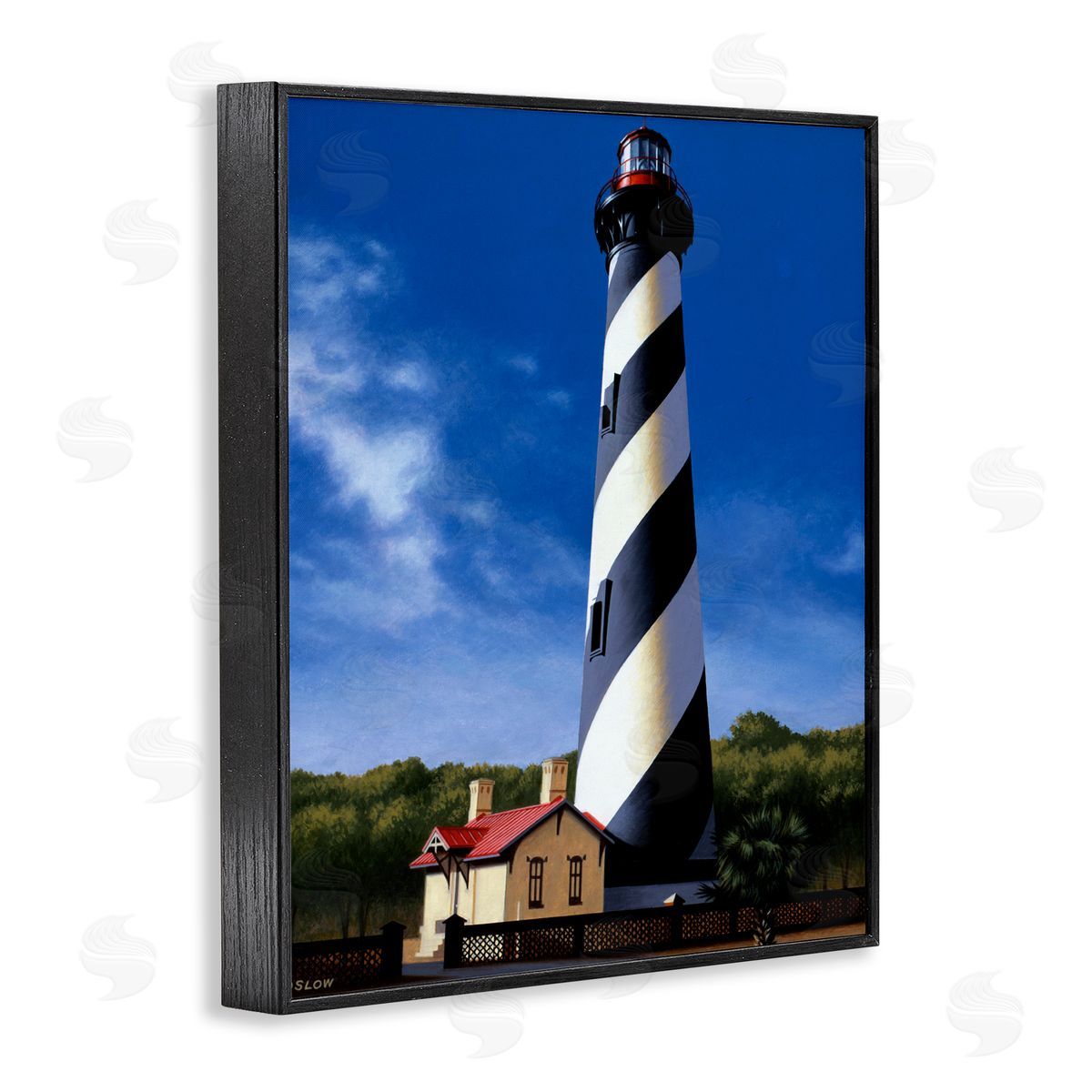 Wind River Studios St. Augustine Lighthouse Black Framed Giclee Print Wall Art