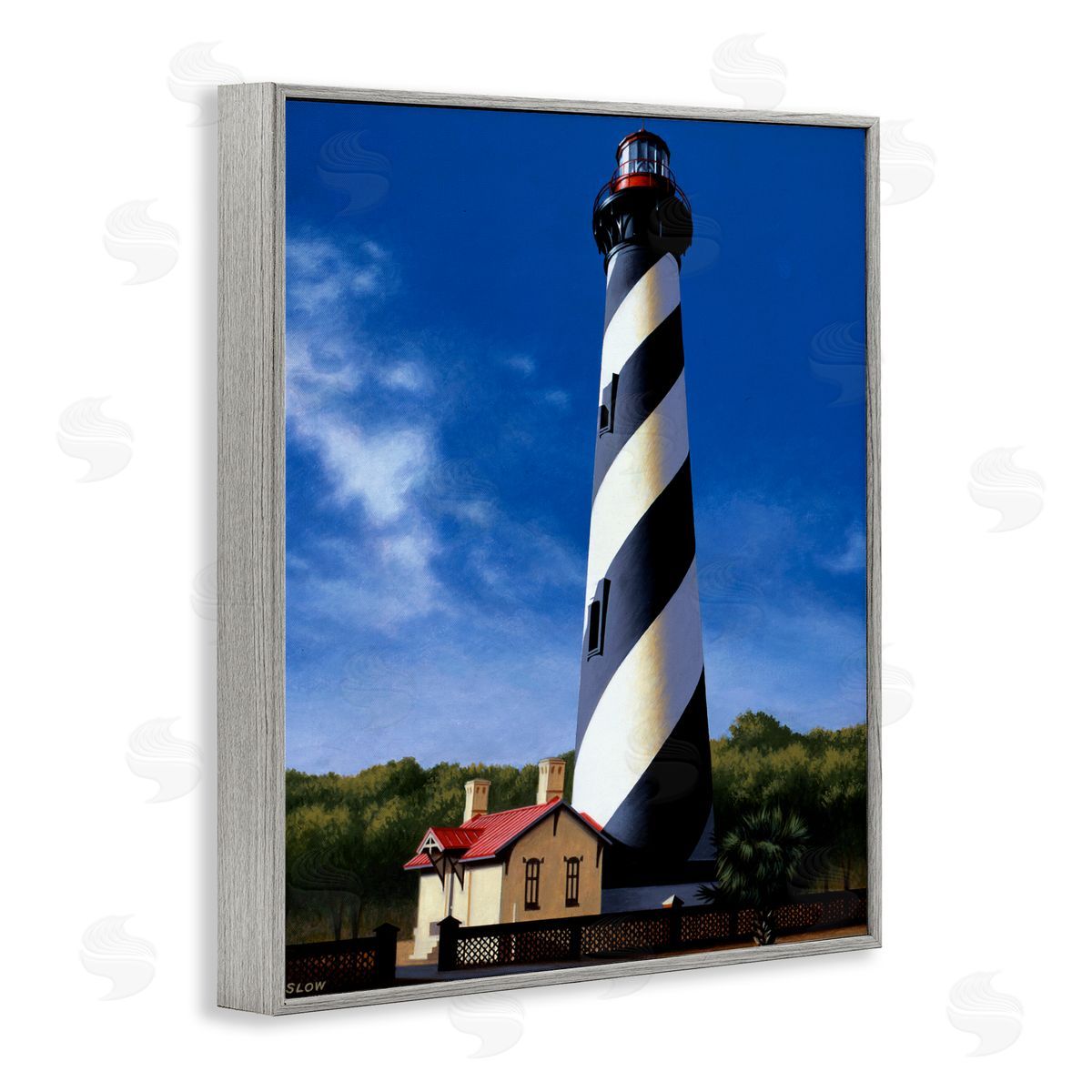 Wind River Studios St. Augustine Lighthouse Gray Framed Giclee Print Wall Art