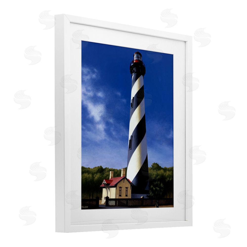 Wind River Studios St. Augustine Lighthouse White Framed Print Under Glass Wall Art