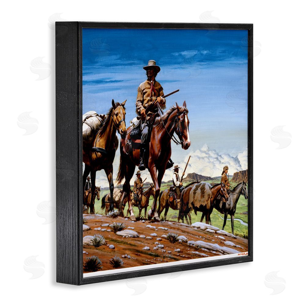 Wind River Studios Santa Fe Trail Cowboys Black Framed Giclee Print Wall Art