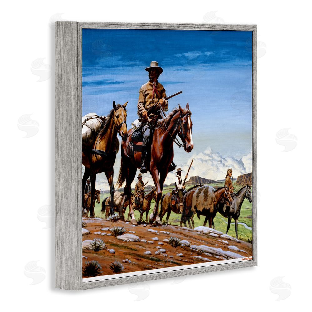 Wind River Studios Santa Fe Trail Cowboys Gray Framed Giclee Print Wall Art