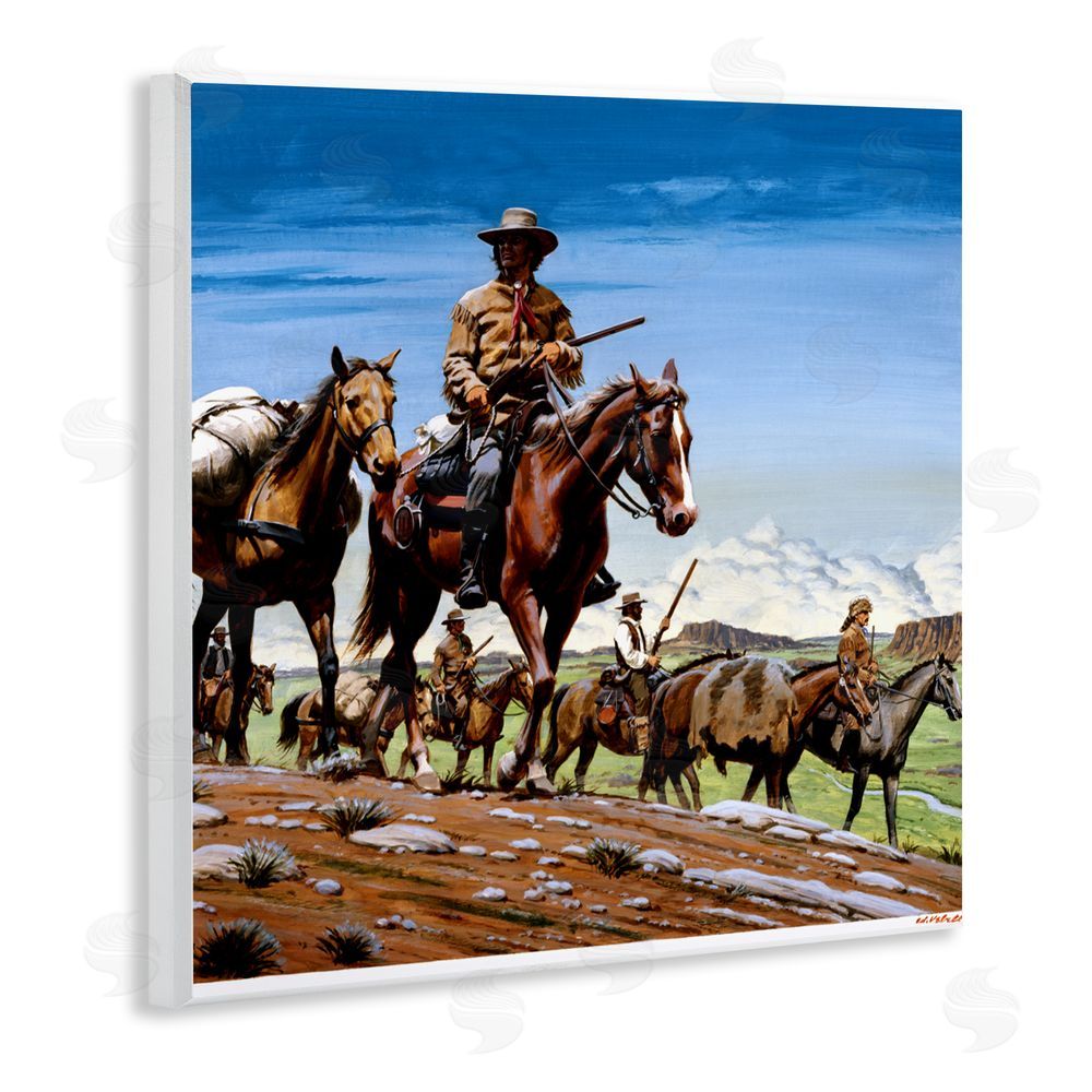 Wind River Studios Santa Fe Trail Cowboys Wooden Wall Plaque Art Print