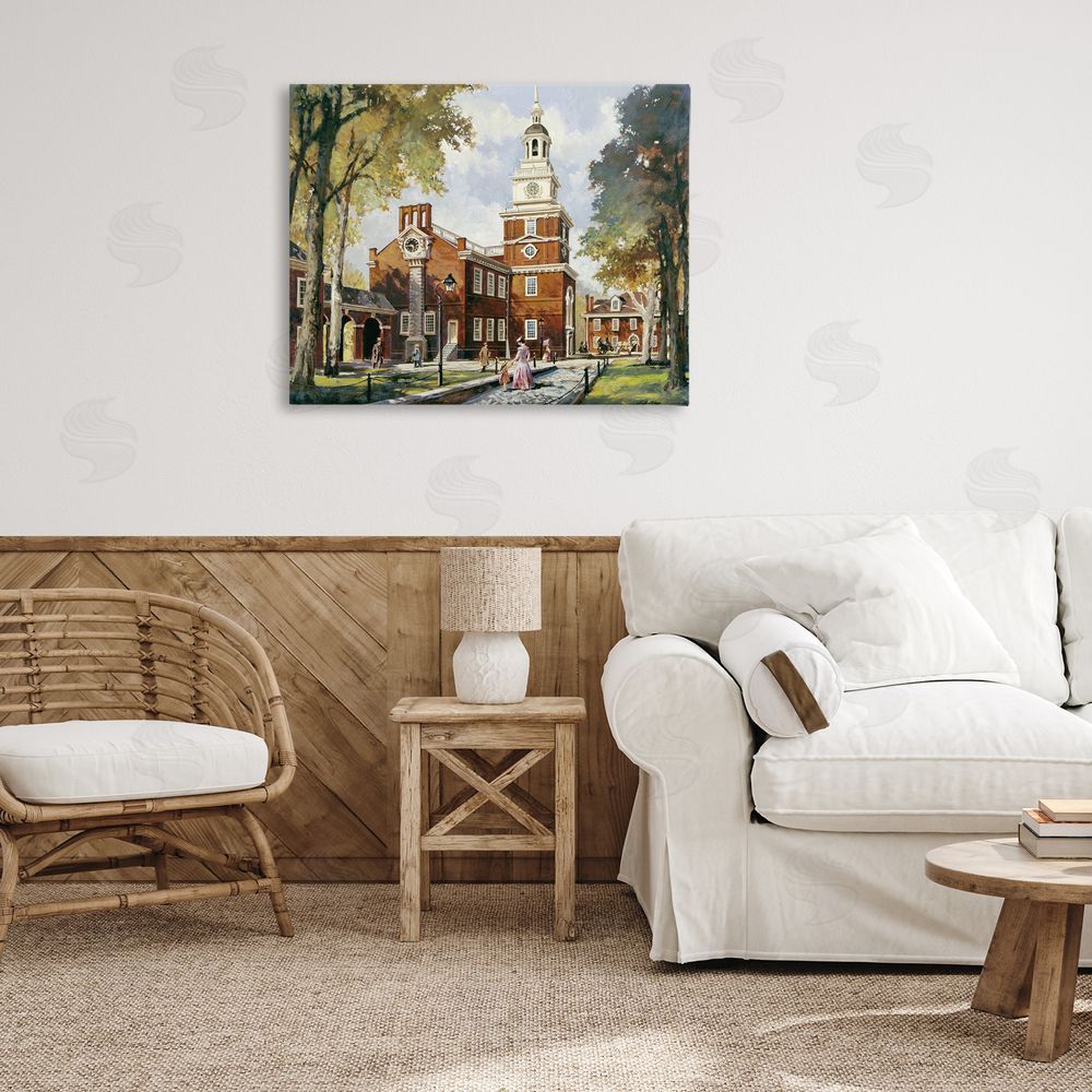 Wind River Studios Independence Hall Colonial Times Stretched Canvas Wall Art Print in Room