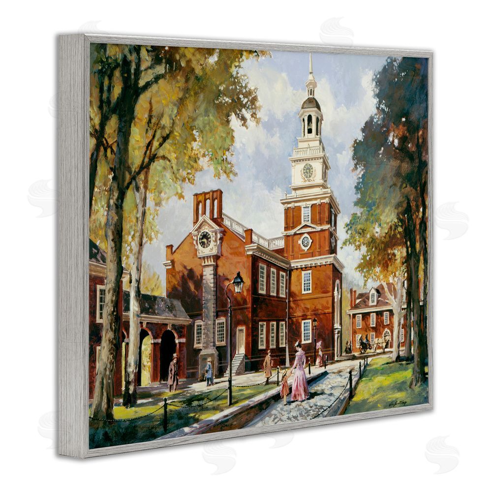 Wind River Studios Independence Hall Colonial Times Gray Framed Giclee Print Wall Art