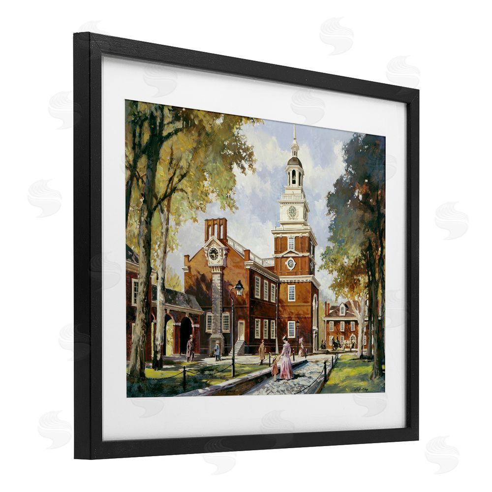Wind River Studios Independence Hall Colonial Times Black Framed Print Under Glass Wall Art
