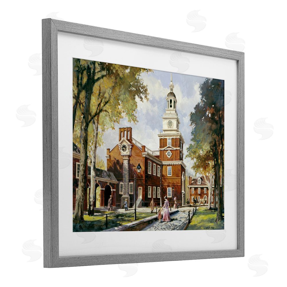 Wind River Studios Independence Hall Colonial Times Gray Framed Print Under Glass Wall Art