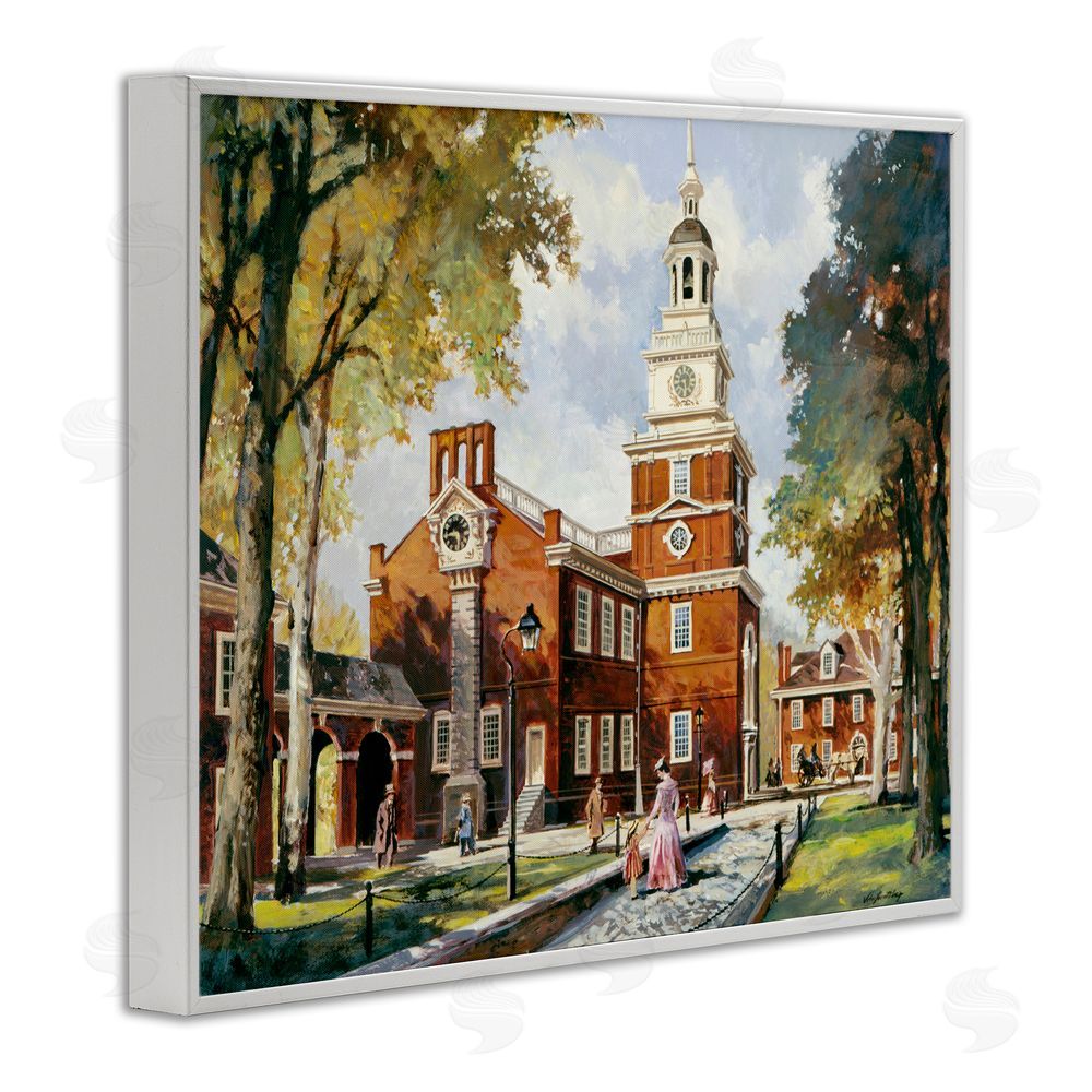 Wind River Studios Independence Hall Colonial Times White Framed Giclee Print Wall Art