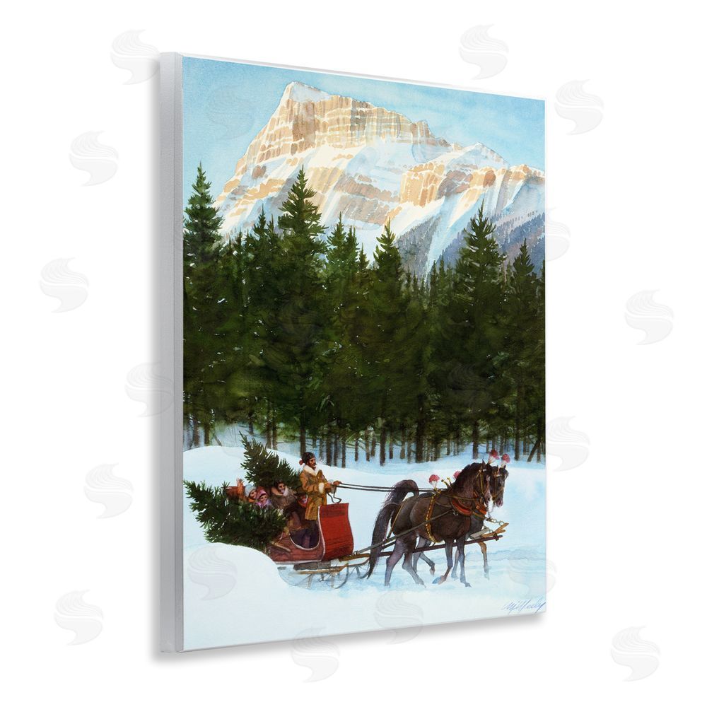 Wind River Studios Sleigh Ride Carrying Trees Wooden Wall Plaque Art Print