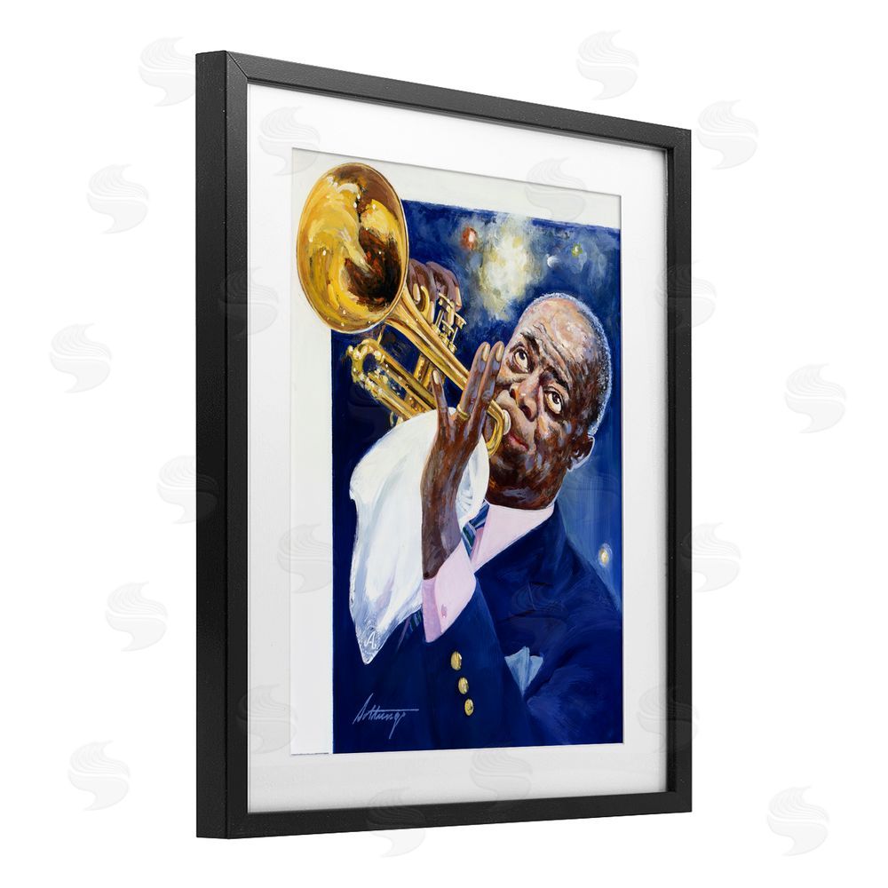 Wind River Studios Louis Armstrong Portrait Black Framed Print Under Glass Wall Art