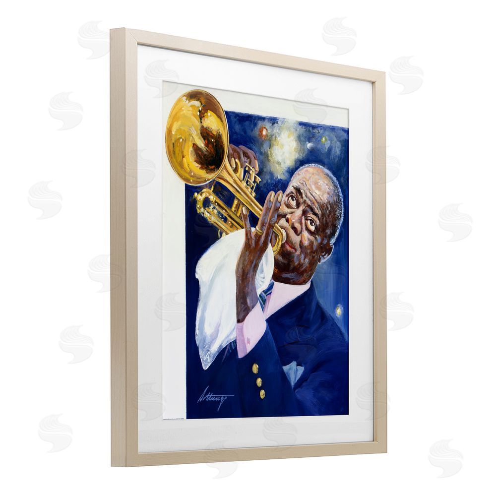 Wind River Studios Louis Armstrong Portrait Brown Framed Print Under Glass Wall Art