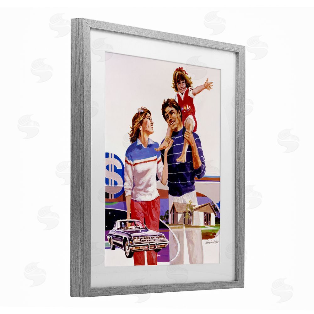 Wind River Studios Retro Family Nostalgia Portrait Gray Framed Print Under Glass Wall Art