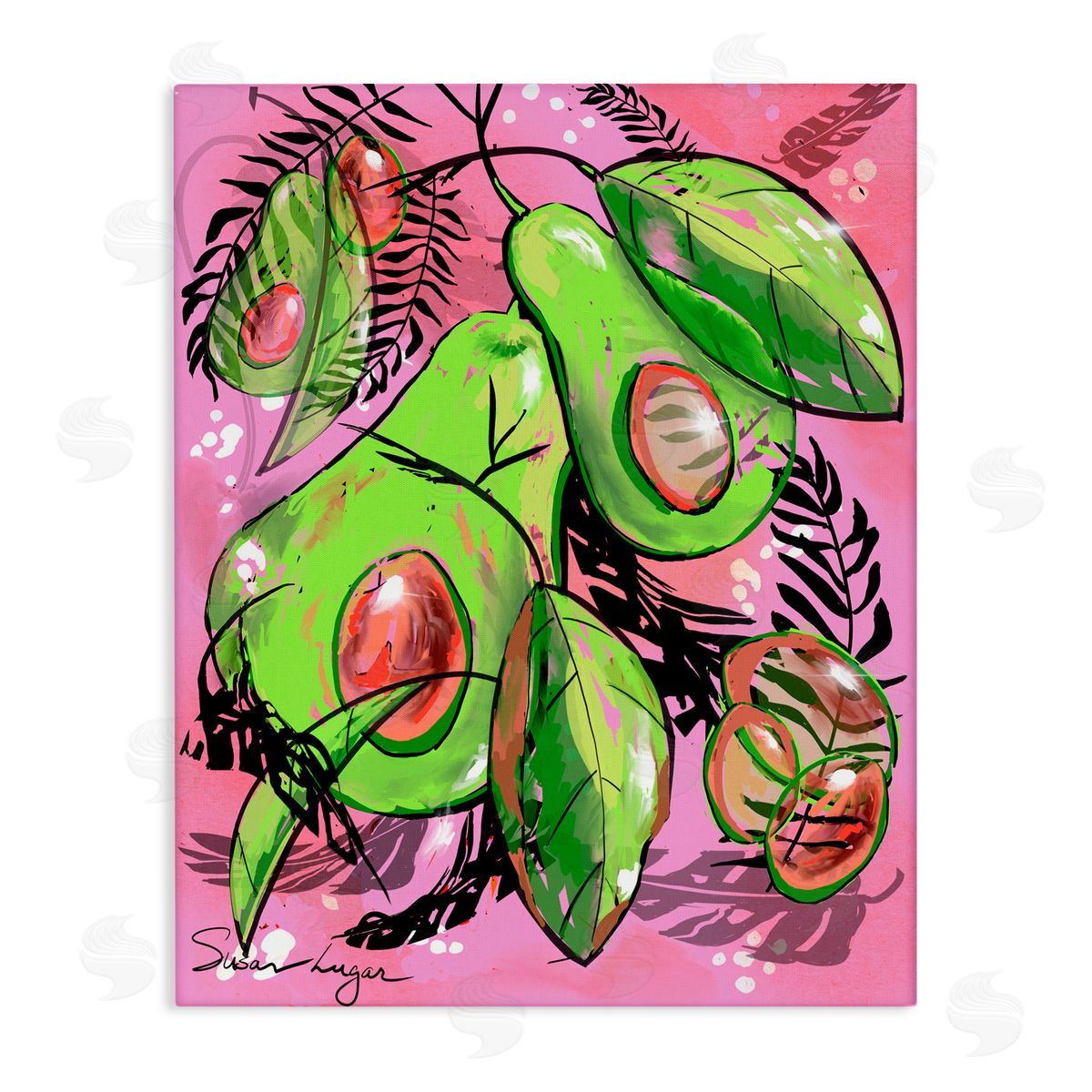 Susan Lugar Vibrant Avocado Collage Canvas Wall Art Print