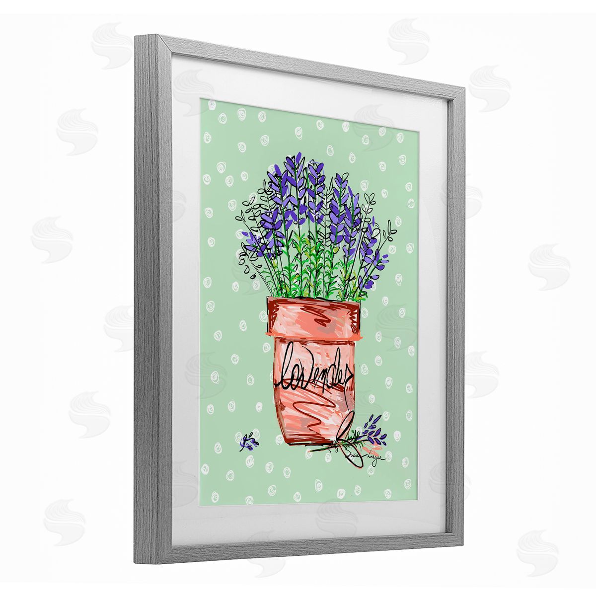 Susan Lugar Lavender Herb in Pot Canvas Wall Art Print