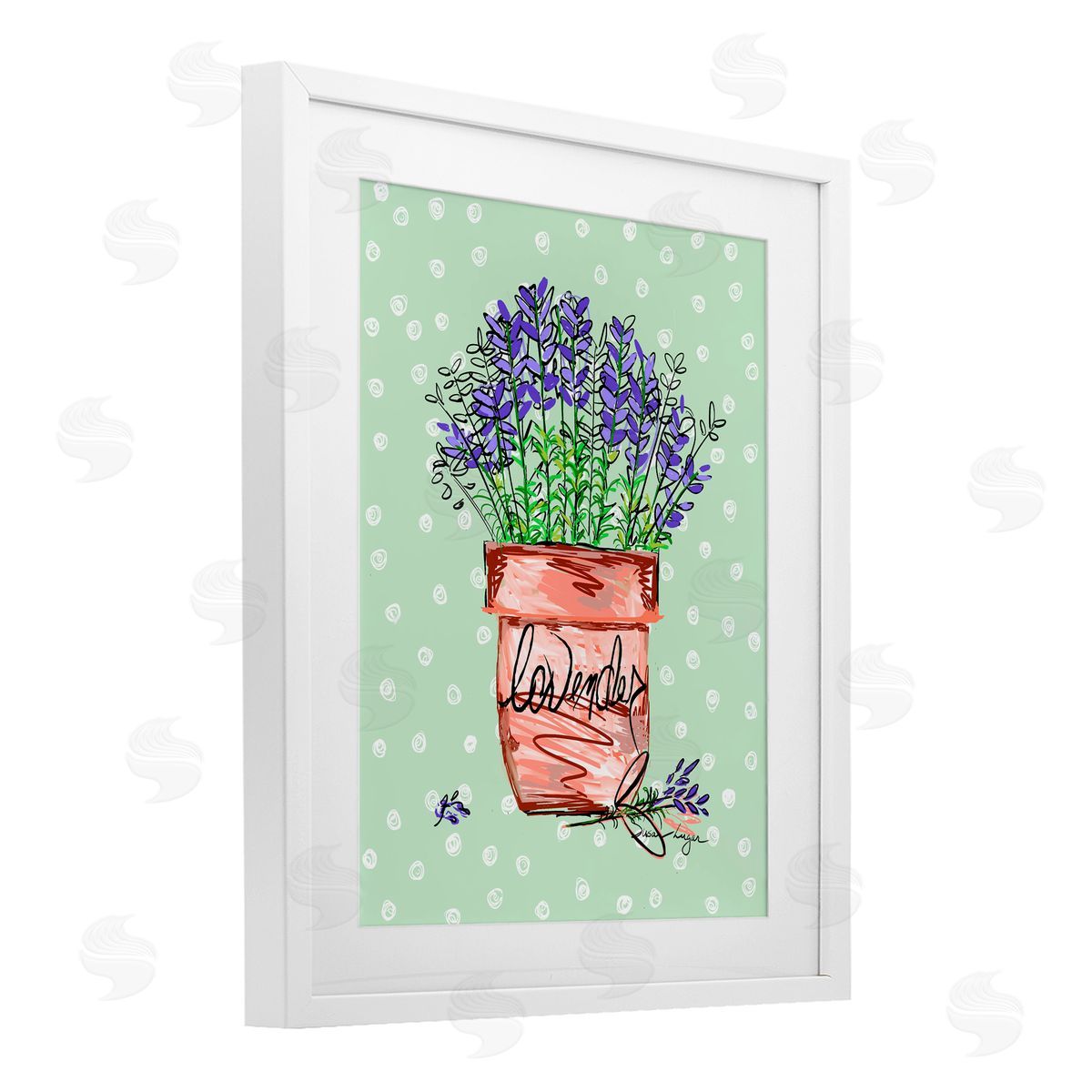 Susan Lugar Lavender Herb in Pot Canvas Wall Art Print