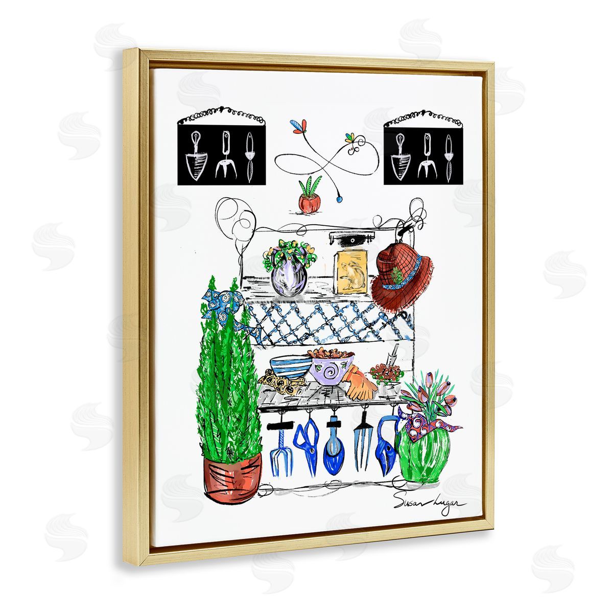 Susan Lugar Spring Gardening Potting Shed Canvas Wall Art Print