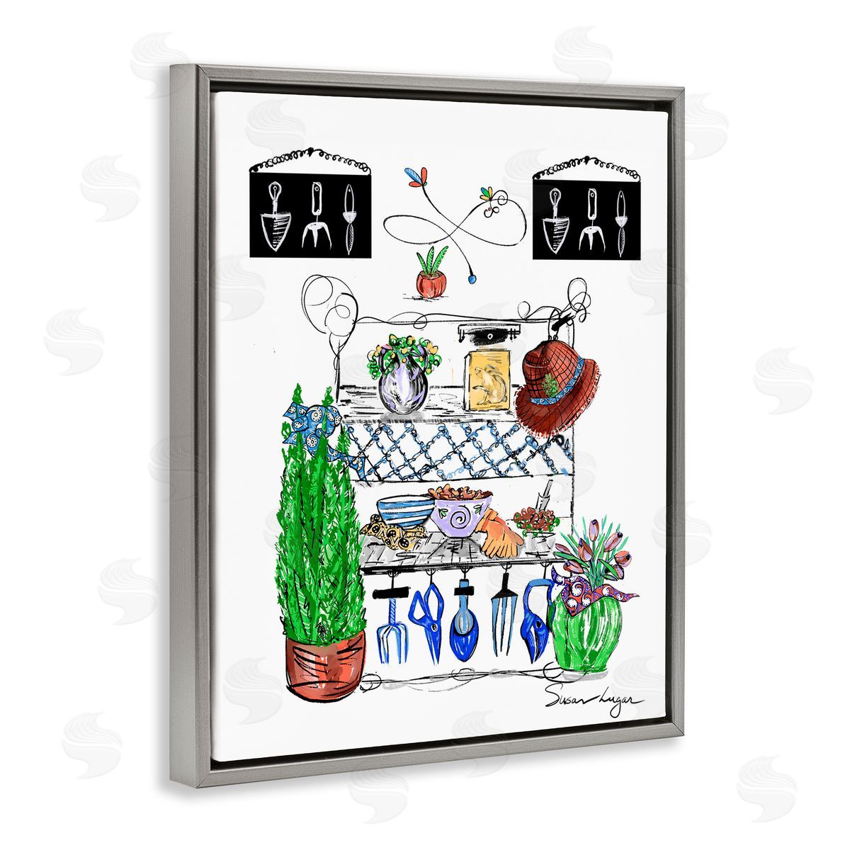 Susan Lugar Spring Gardening Potting Shed Canvas Wall Art Print