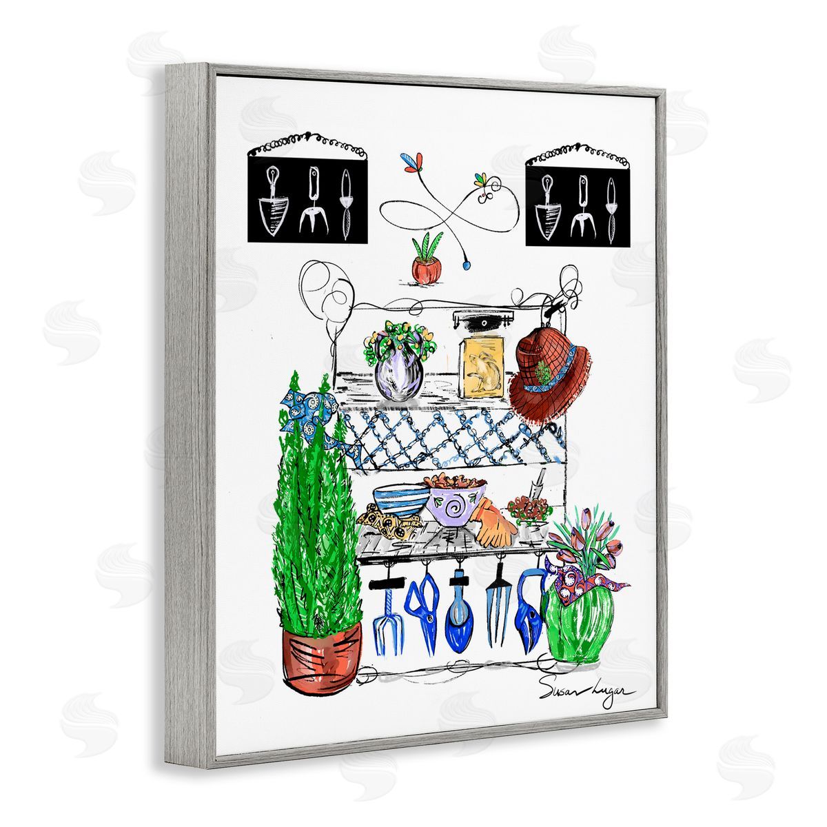 Susan Lugar Spring Gardening Potting Shed Canvas Wall Art Print
